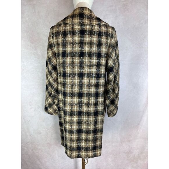 Vintage 1950s Plaid Wool Outer Coat Mod MCM Mad Men - Picture 2 of 10